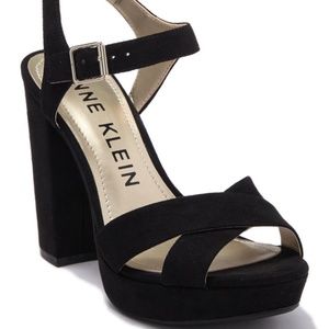 Anne Klein Lalima Platform Sandal, Black Suede (size 8.5)